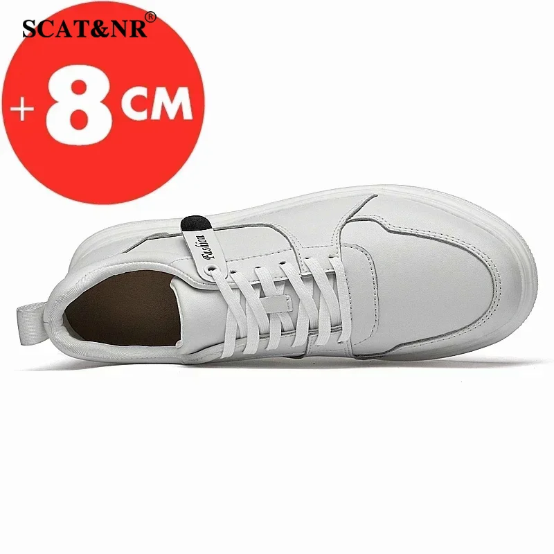 Men sneakers elevator shoes heightening height increase insole 7-8cm high heels shoes genuine leather sport shoes men shoes