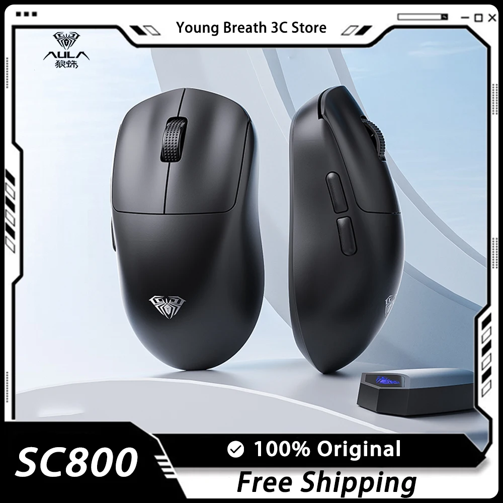 Aula Sc800 Mouse Lightweight Wireless 8k Paw3395 Computer Accessories 26000dpi PC Esports Gaming Office Mouse Customized Gifts