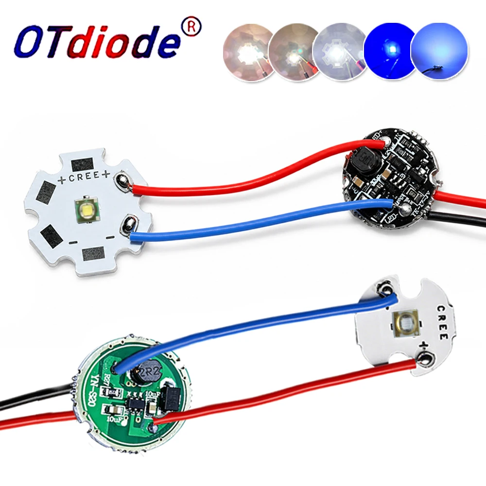 High Power LED 3W 3535 XPE UV Cold Warm White Blue 450nm 365nm 395nm Beads Welded DC3.7V 5V 12V 17/20mm Torch Flashlight Driver