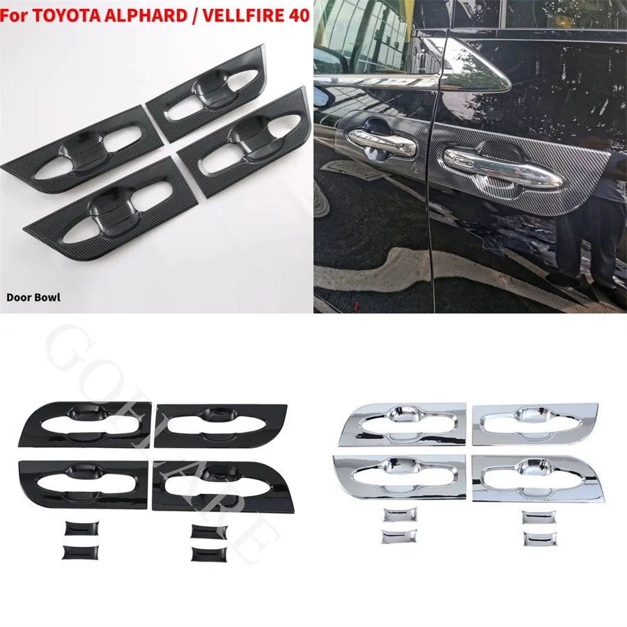 Car Accessories For Toyota Alphard Vellfire 40 Series 2023 ABS Door Handle Bowl Cover Trim Catch Frame Protector Molding Styling