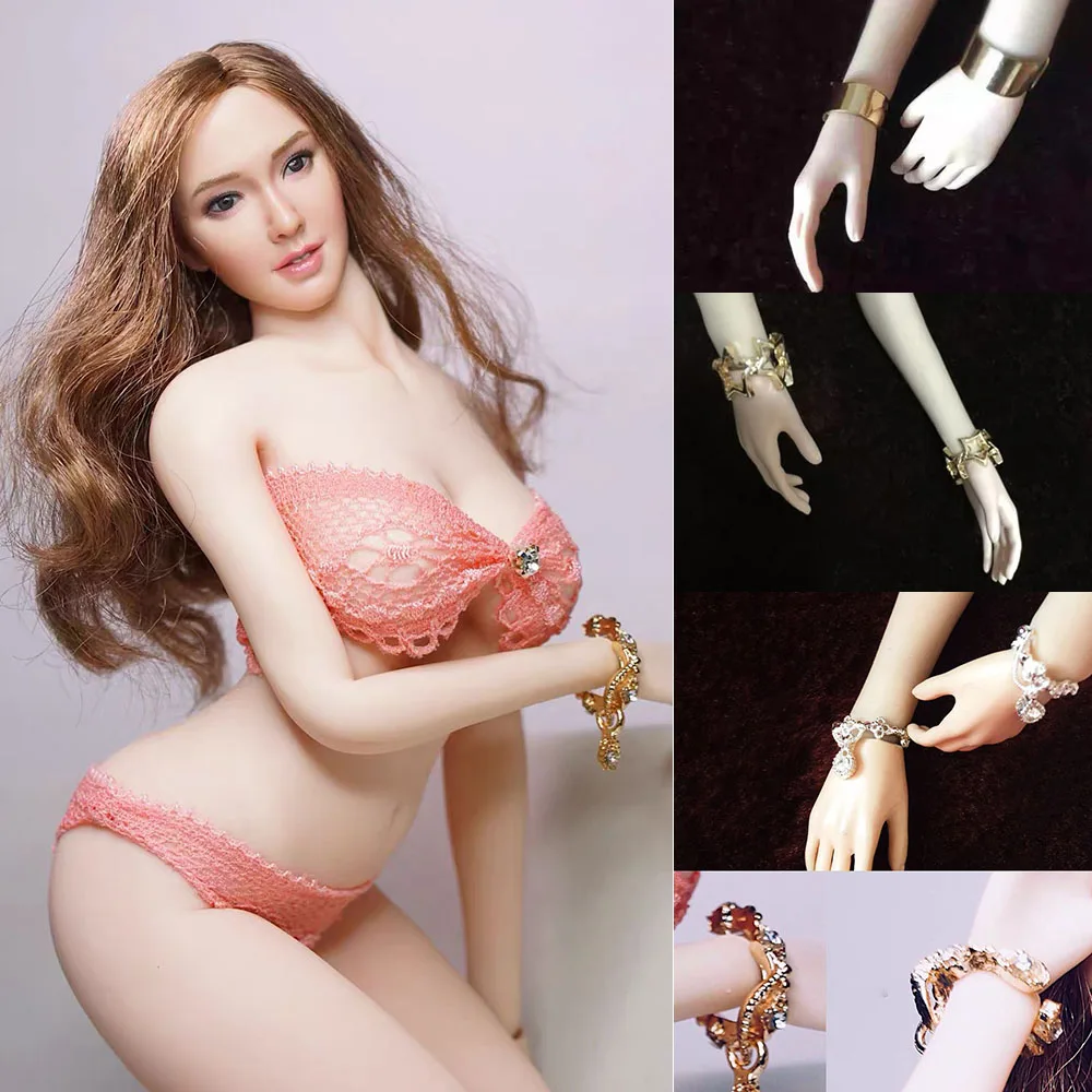 

1/6 весы, женский браслет-солдат, ювелирные изделия, золотой, серебряный браслет, женский браслет 12 дюймов, экшн-фигурка, модель куклы, лучший подарок