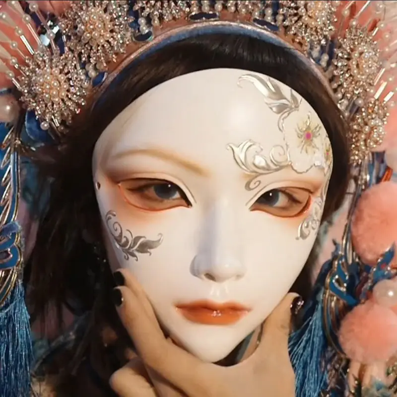 TGCF หน้ากากผู้หญิง Peking Opera หน้ากาก handmade หญิงหน้ากากคอสเพลย์ปาร์ตี้หน้ากากฮาโลวีนคอสเพลย์ Prop Mask