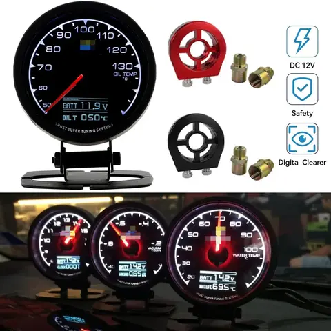 Greddi 게이지 LCD 디지털 디스플레이 터보 부스트 수온 볼트 오일 프레스 레이싱 미터 연료 압력 공기 연료 비율 게이지