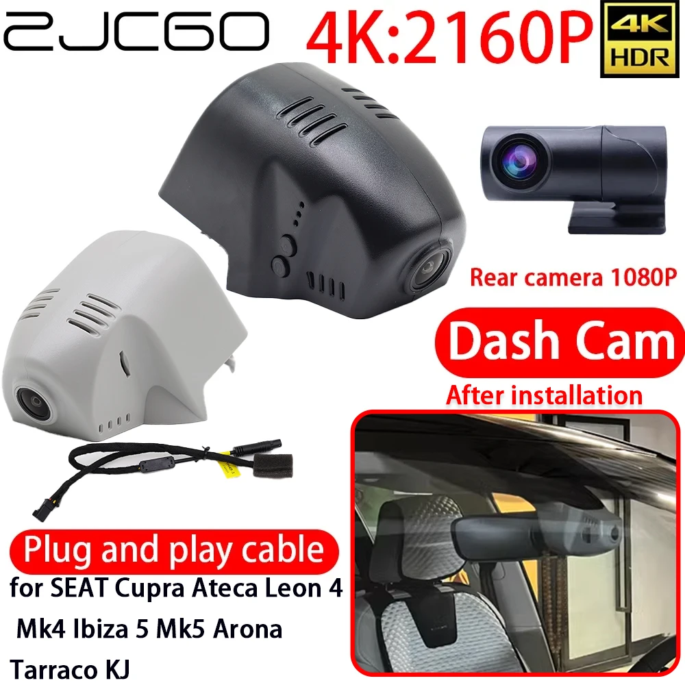 

for SEAT Cupra Ateca Leon 4 Mk4 Ibiza 5 Mk5 Arona Tarraco KJ 4K DVR Dash Cam Wifi Sony Lens Car Camera 24h Monitor Recording
