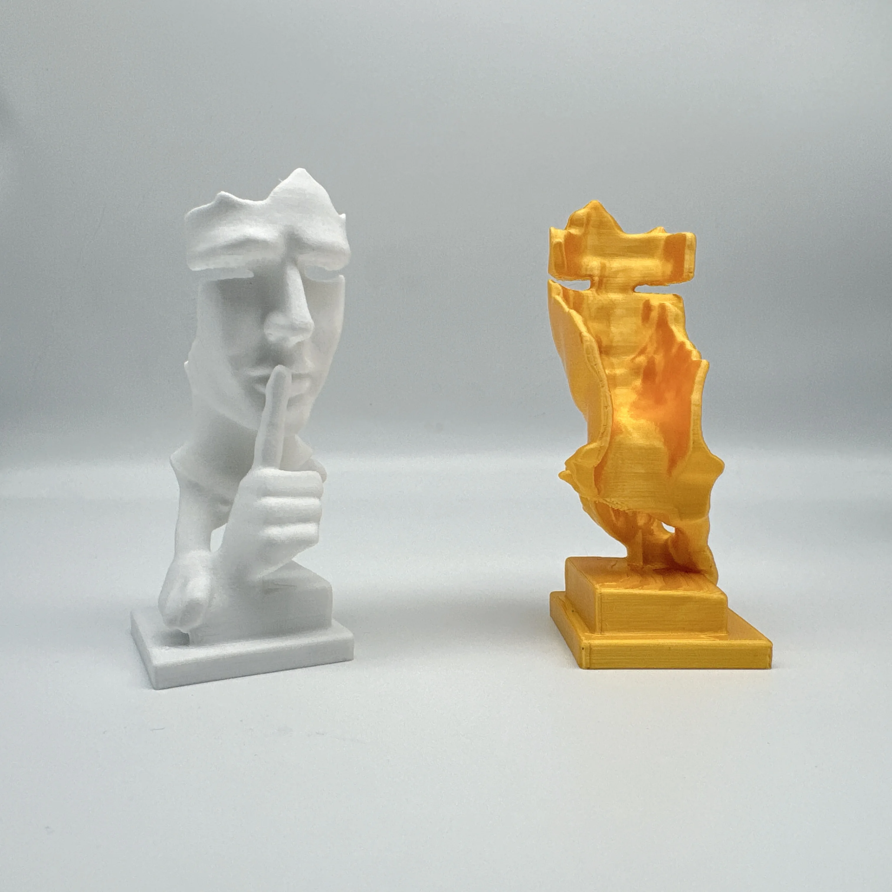 طباعة ثلاثية الأبعاد، الصمت هو الذهب المفكر النحت الحلي البلاستيكية، مجردة الحديثة بسيطة غرفة المعيشة سطح المكتب مكتب الديكور