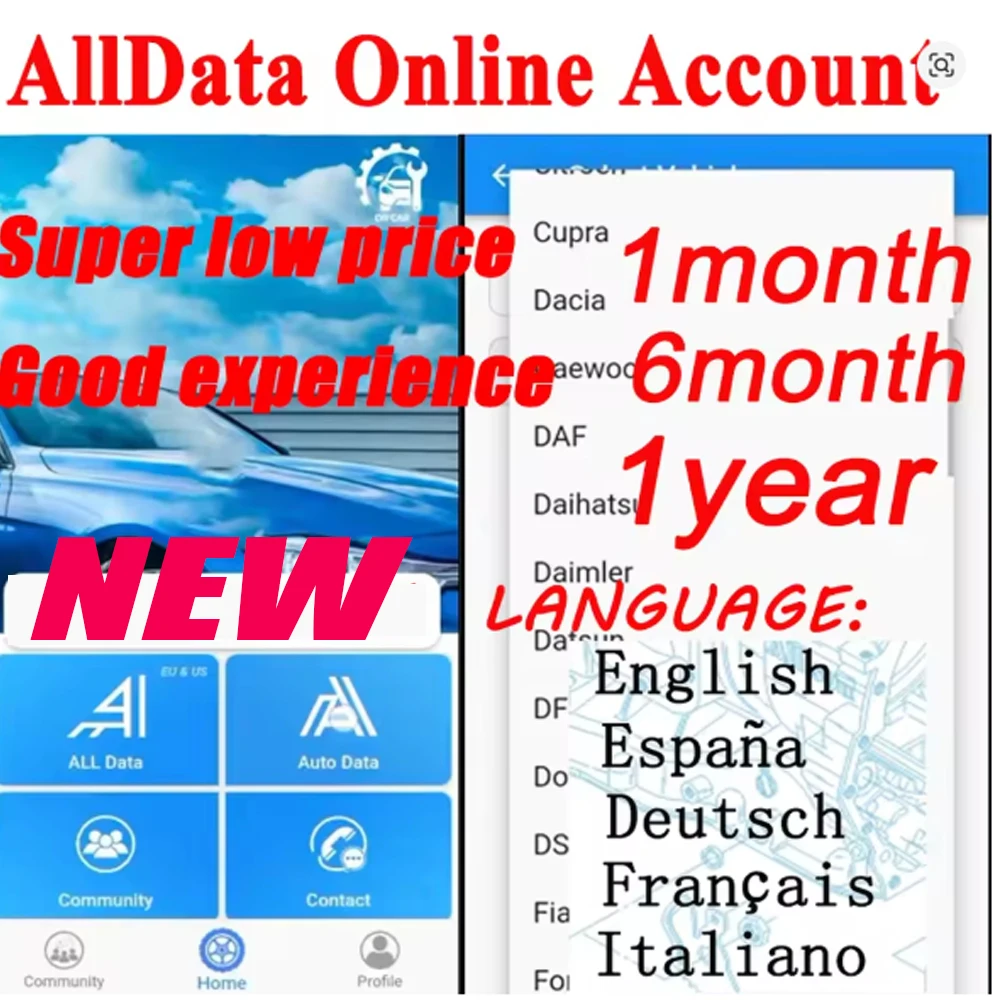2027 Alldata EU Online Account Workshop English French German Spanish Italian AllData Access Repair Software Hay-nes CAR Data