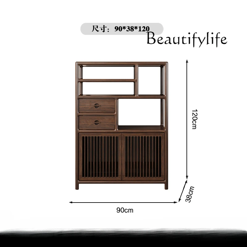 New Chinese Bogu Frame Duobao Pavilion Storage Solid Wood Art Display Cabinet Tea Room Side Cabinet