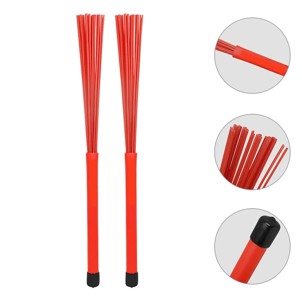 

1 Pair Set Rubber Plastic Handle Non-Slip Wire Brush For Jazz Drum Percussion Cleaning Drum Brush Accessories Instrument