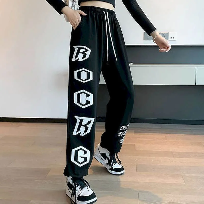 Jazz Women's Pants Korean Fashion Casual Leggings Y2k Pants Vintage Sweatpants Loose Pants Women Clothing Lace-up Baggy Pants