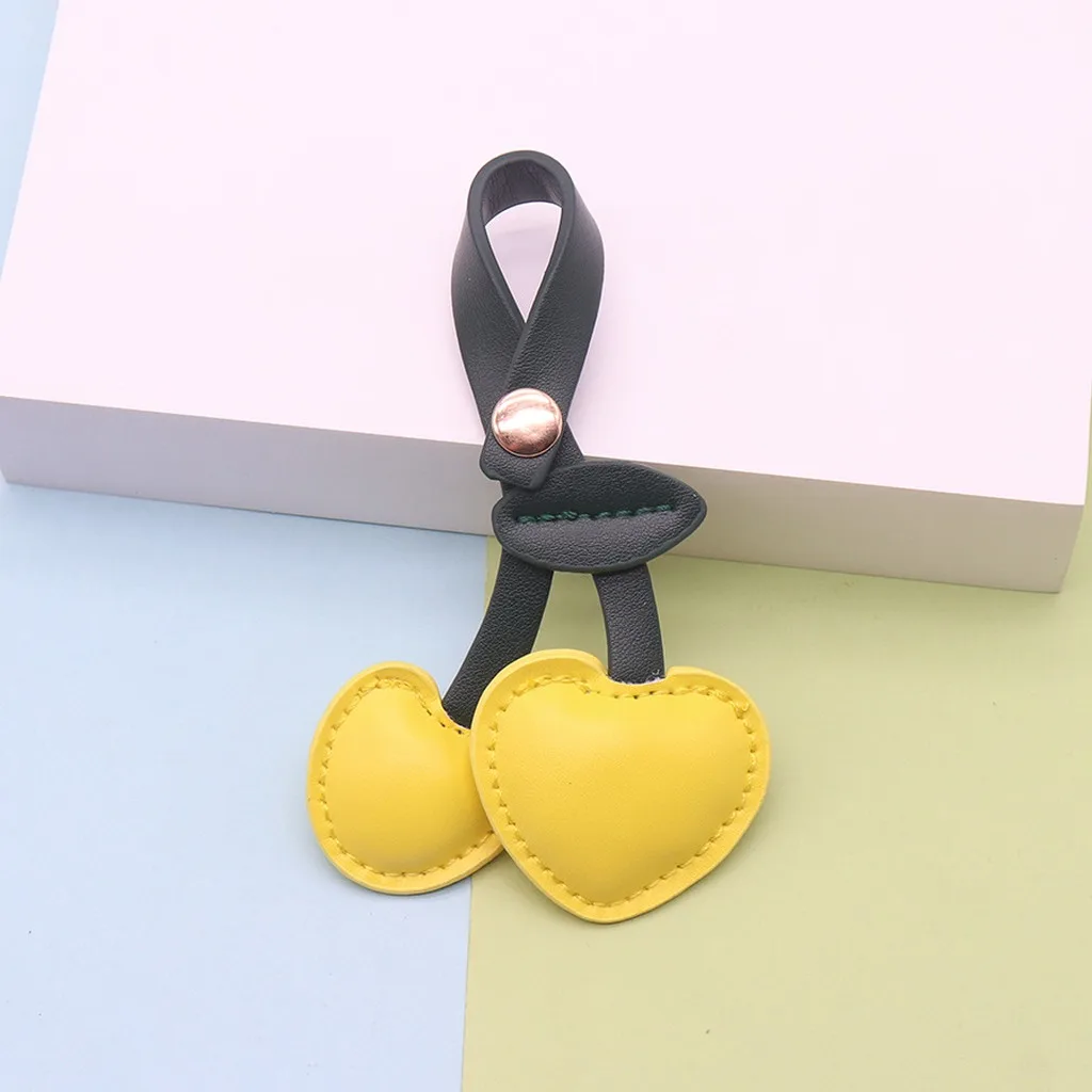 Cherry Key Chain Colorful Keychain For Car Keys Backpack Keychain Pendant Pu Leather Fruit Decorative Pendant For Handbags Gift
