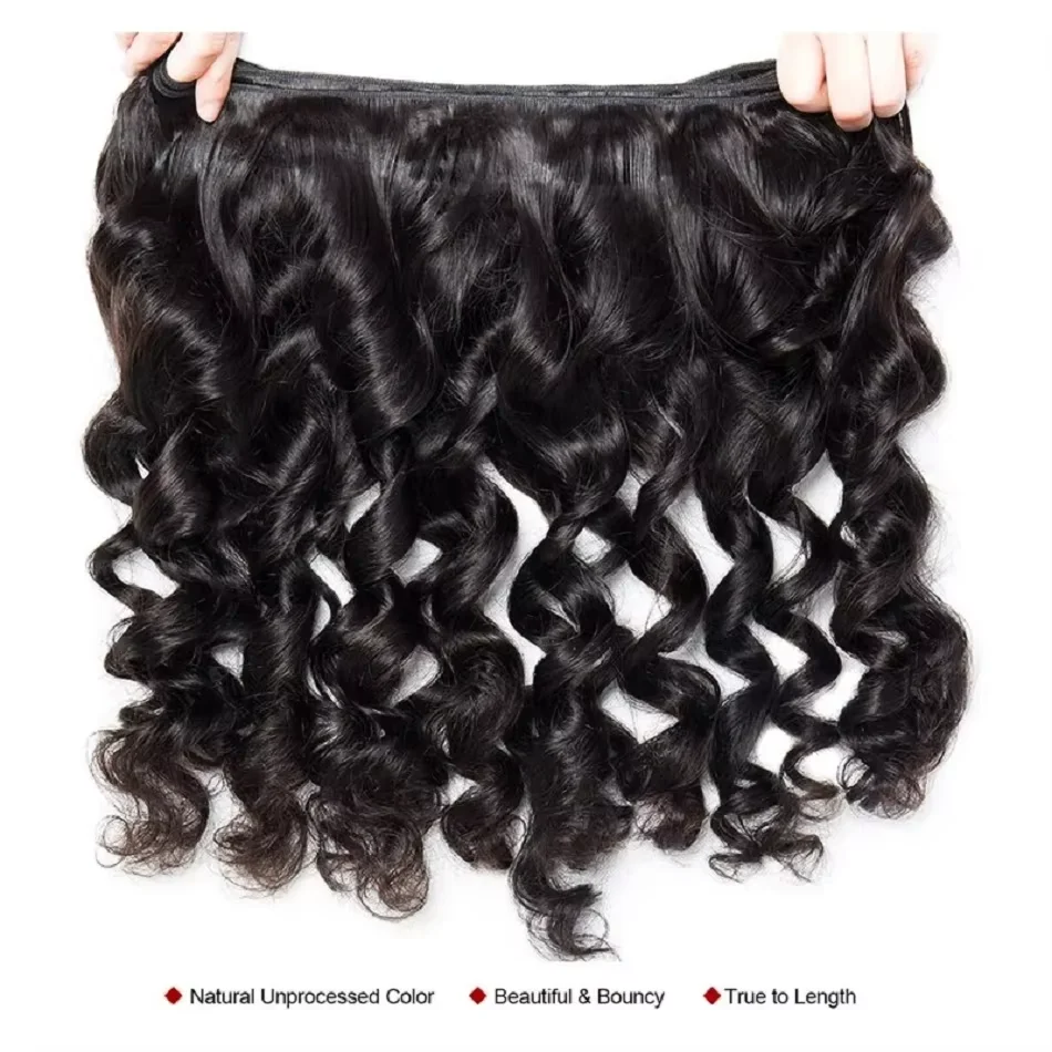 Curl บราซิลหลวม Wave Human Hair Extension 2 3 4 Bundles 100% Remy ผู้หญิงผมรวมกลุ่มธรรมชาติสีผมดิบ