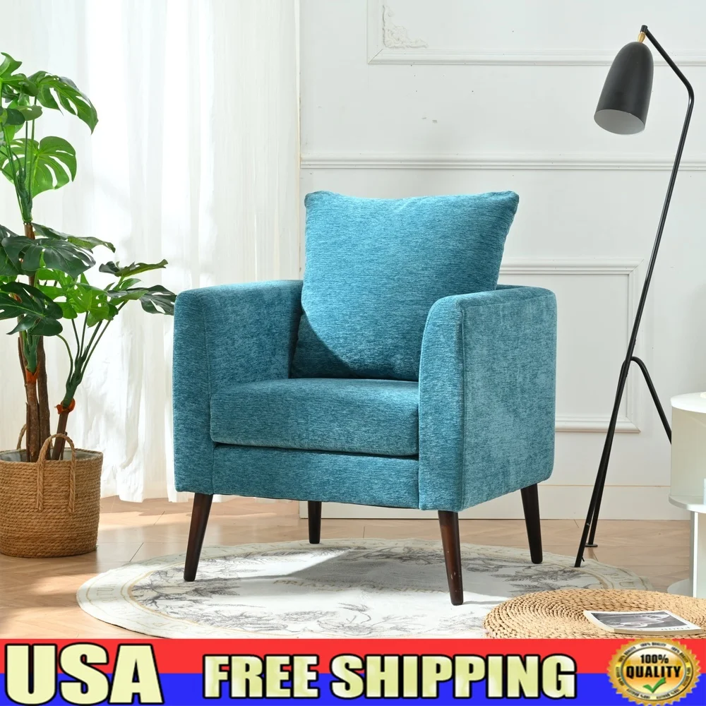 

Стул с акцентом из синели, мягкое кресло с ножками из массива дерева, поясная подушка, современная офисная мебель для гостиной, простая сборка