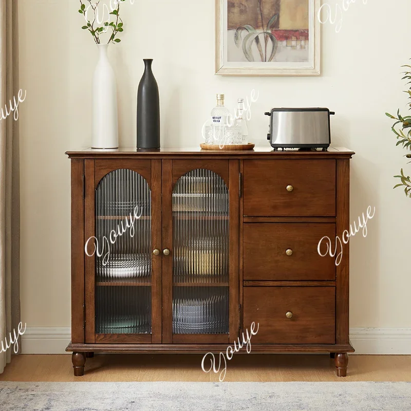 

XS American Full Solid Wood Ash Sideboard, Walnut Living Room, Wine Cabinet, Pantry Cabinet, Modern Storage Cabinet, Integrated