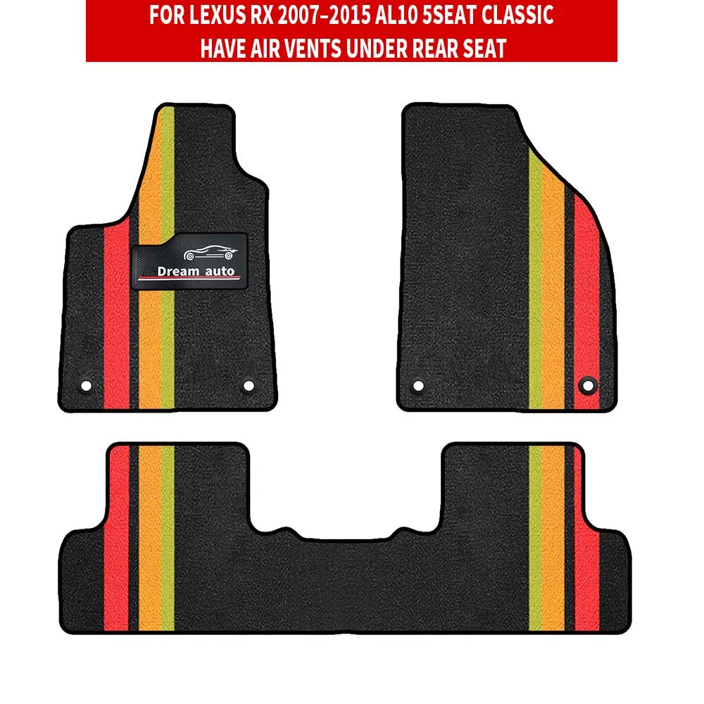 Car Mats With Buttons Car-Specific Mats Floor Mats For Lexus RX 2007–2015 AL10 5seat Classic Have Air Vents Under Rear Seat