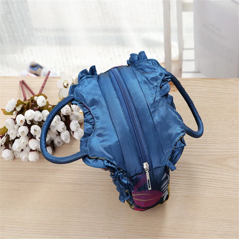 Lace Flower Ethnic Style Drawstring Embroidered bag Korean women\'s handbag Mommy bag Solid lace girls zipper handbag