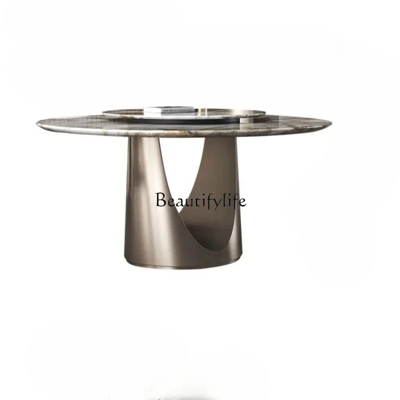 

FG28Modern simple dining table household villa high-end electric round dining table and chair combination