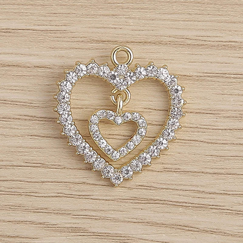 4 Stück zarte Kristall-Metall-Anhänger mit Liebesherz und Augenmotiv für die Schmuckherstellung, Halsketten, Ohrringe, Armbänder, DIY-Bastelzubehör – Detail 11
