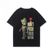 Marvel Genuine Guardians of The Galaxy Rocket Groot Big Teeth Printed Short Sleeve Men's and Women's Crew Neck Loose T-Shirt