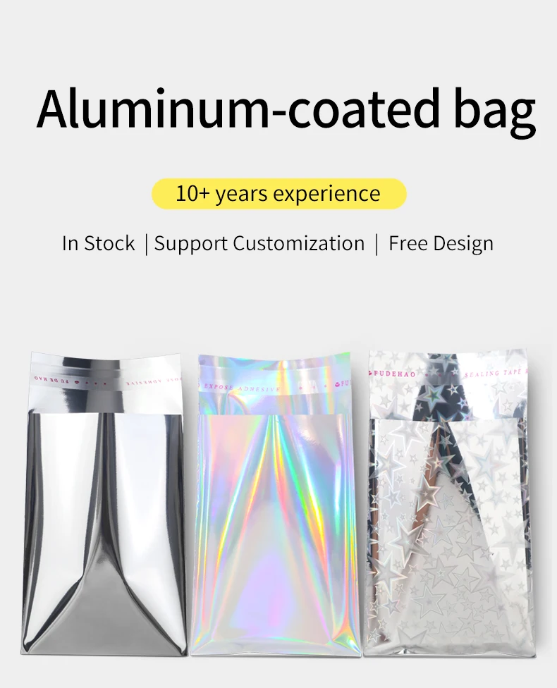 100 Stück Selbstklebende Metallisierte Beutel Aluminiumfolie-Taschen für Geschäftsverpackungen Schmuck Karten Plastiktüten – Detail 1