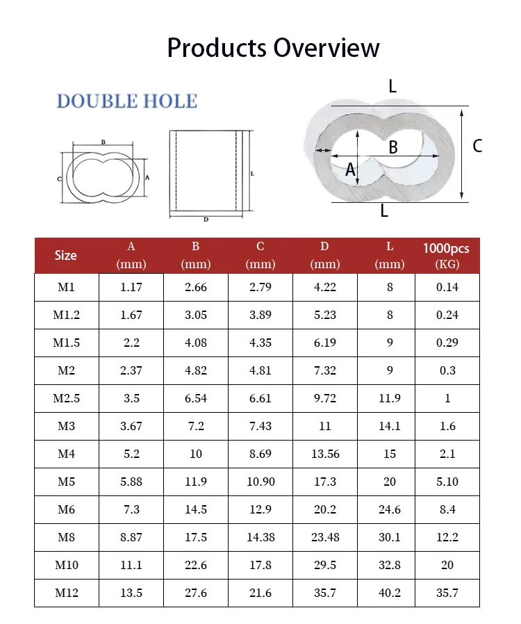 1-50pcs Steel Wire Rope Round Dingle Hole Aluminum Sleeve Figure 8 Aluminum Chuck Oval Hole Clamp Aluminum Buckles Quick Chuck