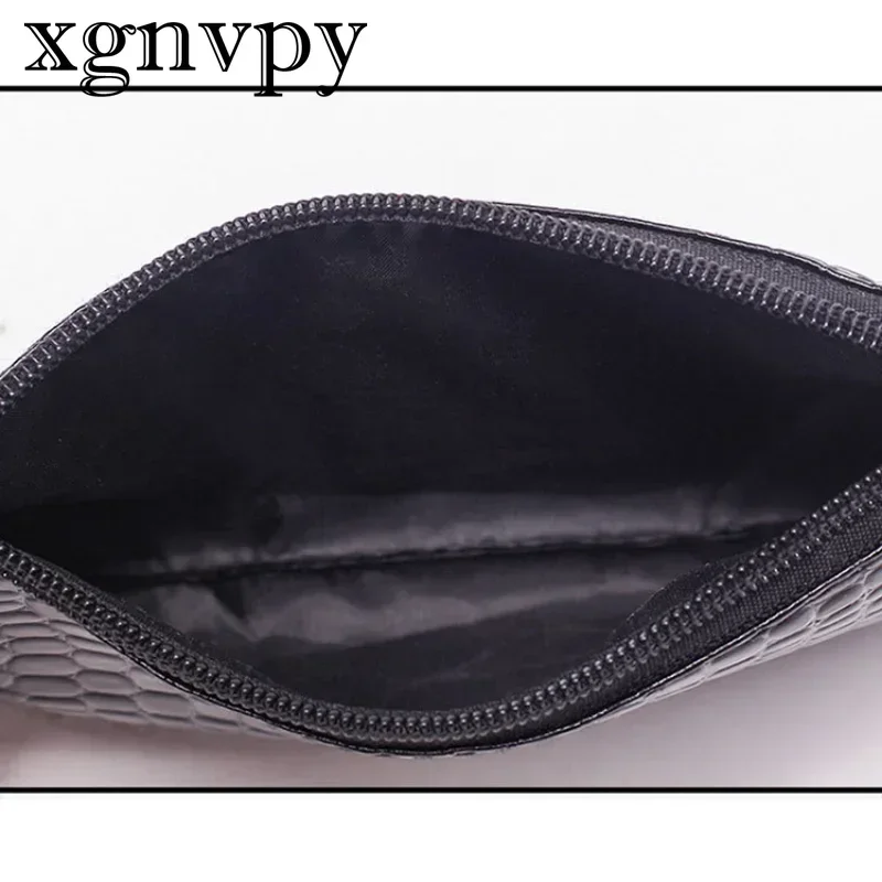 Xgnvpy-cartera de mano de PU para mujer, cartera elegante de grano de lichi, bolsillo para teléfono, muñequera, tarjetero de crédito