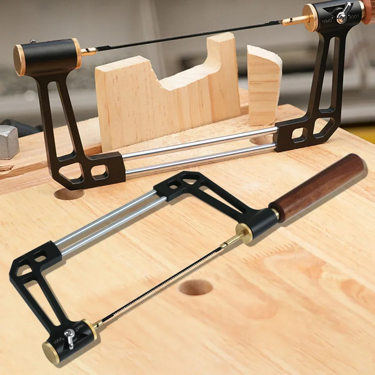 

Coping Saw Aluminum Coping Frame Fret Saw and 3 Replacement Blades Set - for Woodworking, Wood Board, Plastic and Metal Cutting