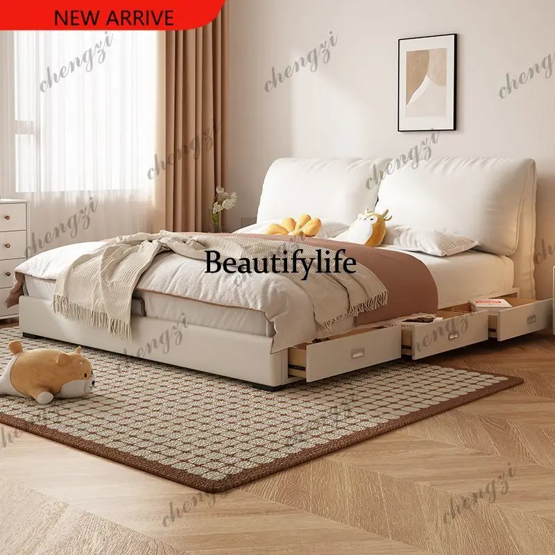 H132 Couples Mattresses Double Bed Accessories Barrier Bunker Bedroom Double Bed Headboards Wooden Letto Matrimoniale Furniture