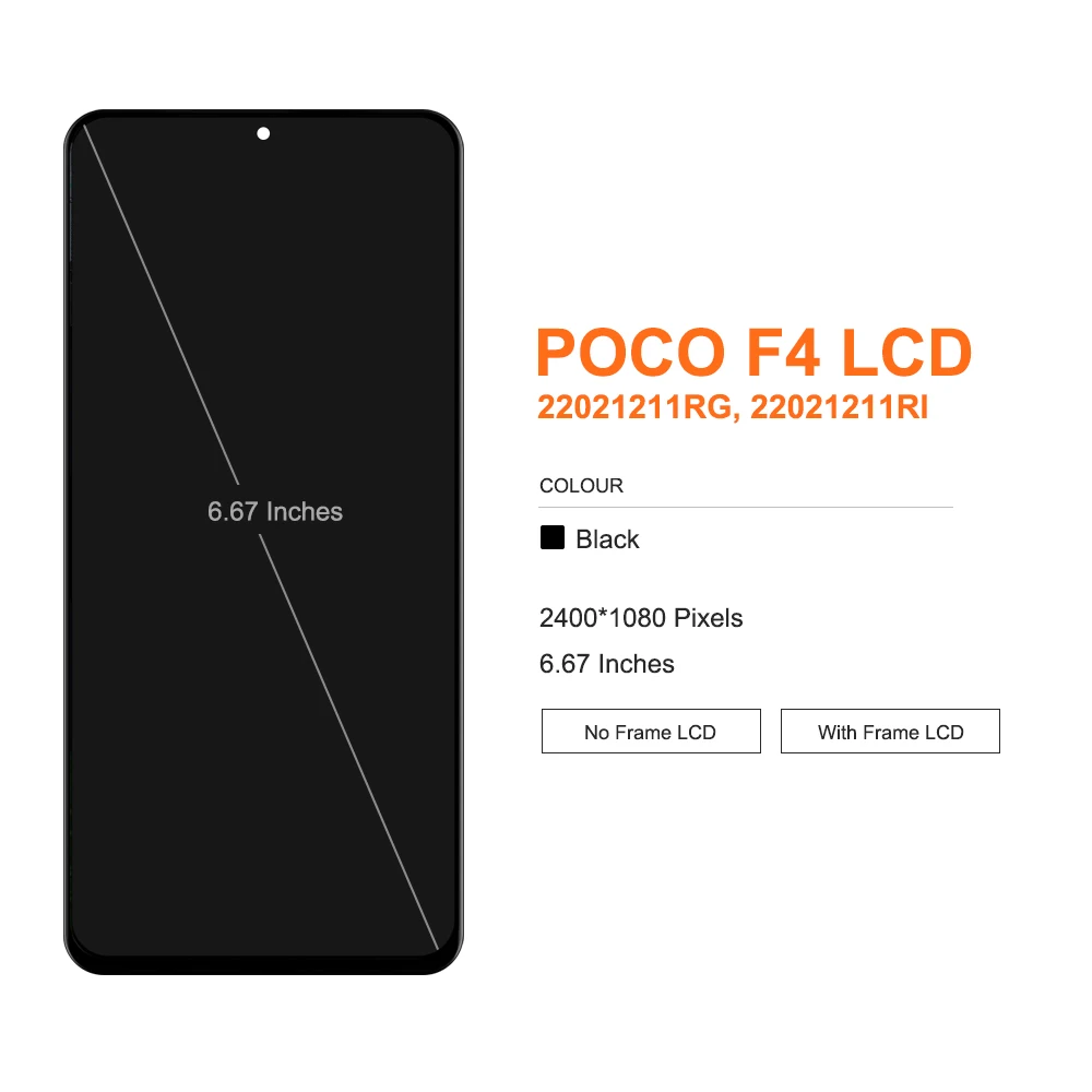 6.67\'\' AMOLED For Xiaomi Poco F4 Screen LCD Display Screen Digitizer Assembly for POCO F4 22021211RG, 22021211RI Touch Screen