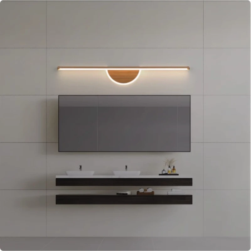 Japanese Grain Tradition Wall Lamp Nordic Dresser Mirror Light Bedside Living Room Decoration Wall Light Walnut Wood Led Luster
