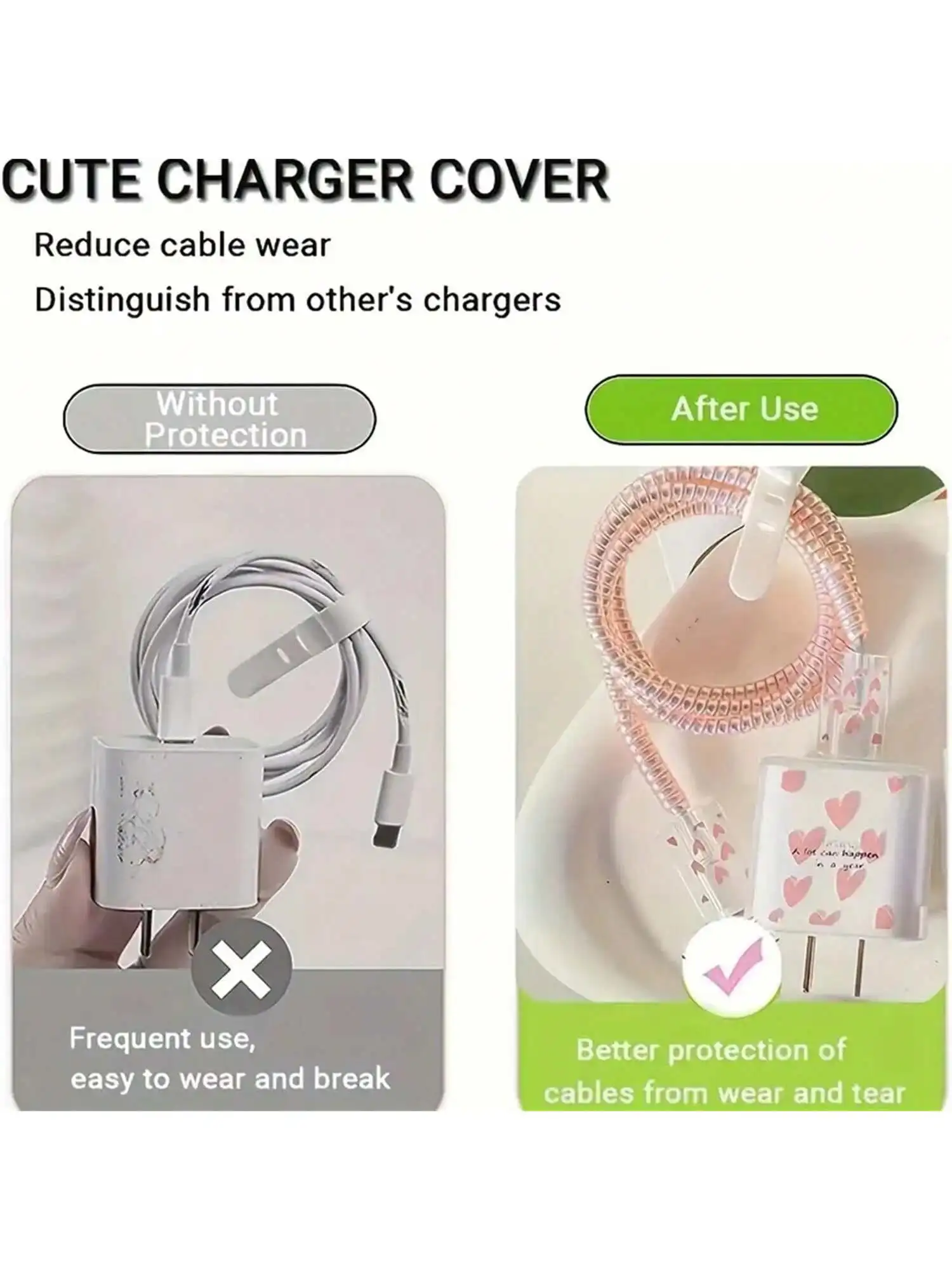 cartoon pattern 18w/20w fast charging charger protective case, charging head protective cover, transparent soft shell