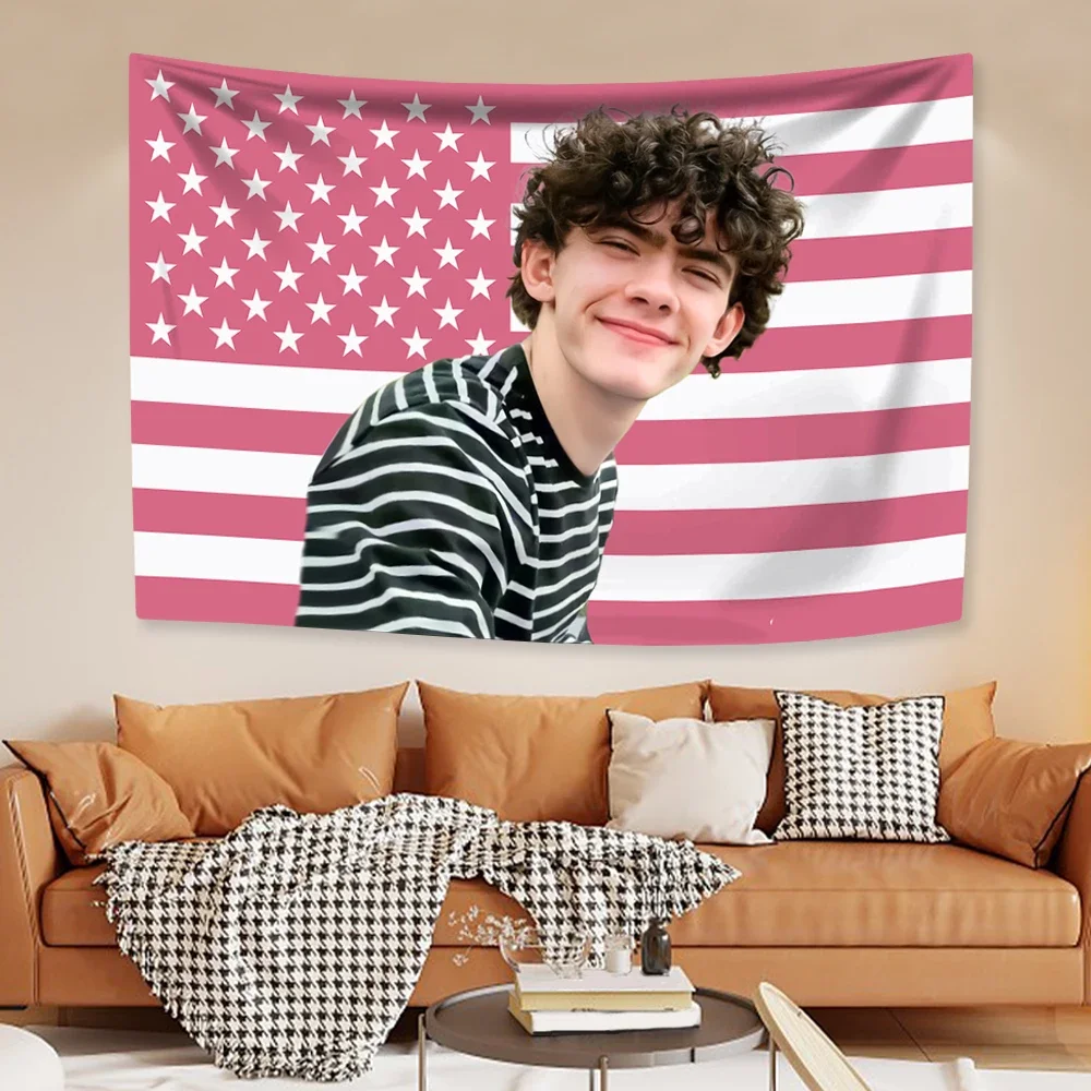 Joe Lockes Tapestry American Flag Heartstoppers Famous Actor Home Decor Wall Hanging Covering Bedroom Dorm Backdrop Fans Gift