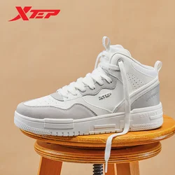 Xtep Mubai Skateboarding Shoes For Women 2023 Winter Trendy Leisure Women's Casual Shoes Lace Up High Top Sneakers 877418310009