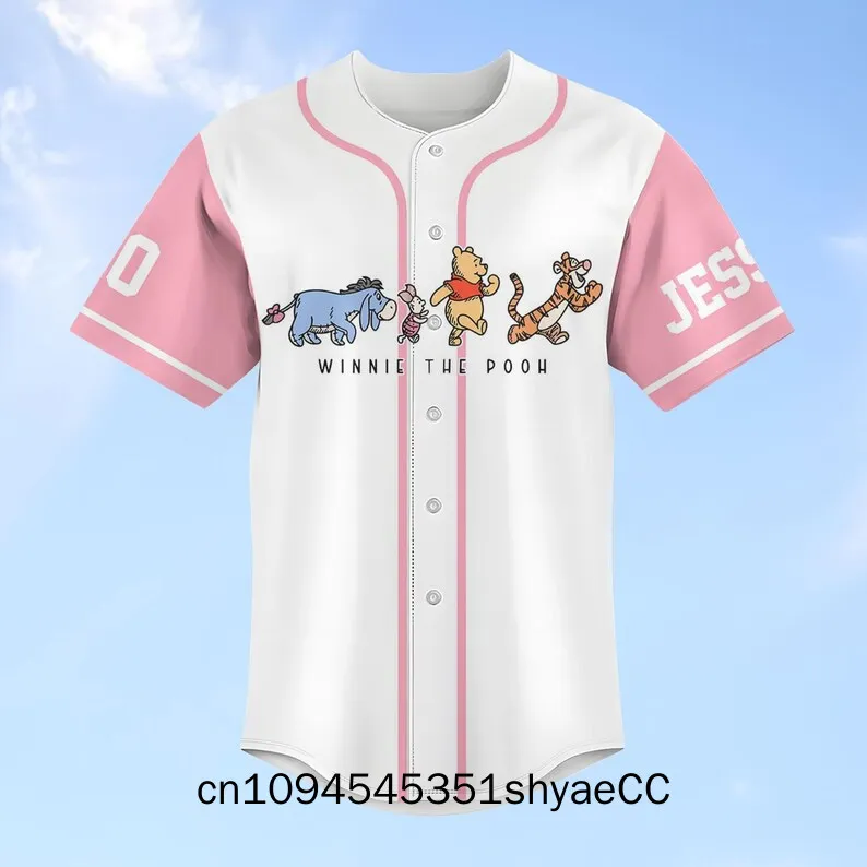 Winnie The Pooh Baseball Jersey, Pooh And Friends Jersey For Team, Disney Cartoon Baseball Shirt, Pooh Bear And Co Summer T-Shir