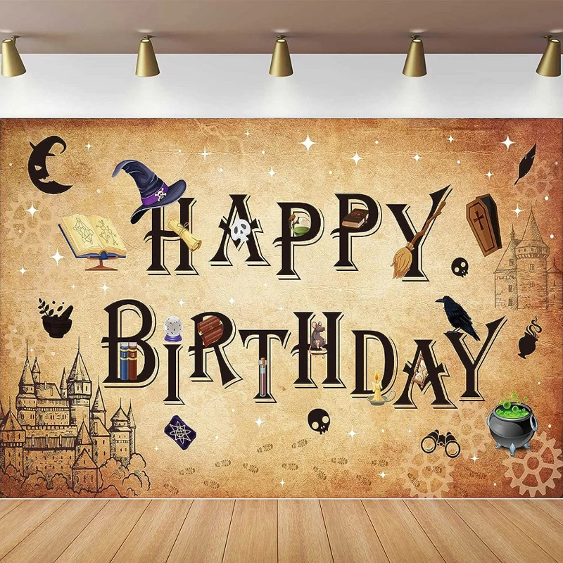 Photography Backdrop Banner Magical Wizard Banner Welcome Sign For Boys Girls Birthday Background Photo Booth Wall Decor Poster