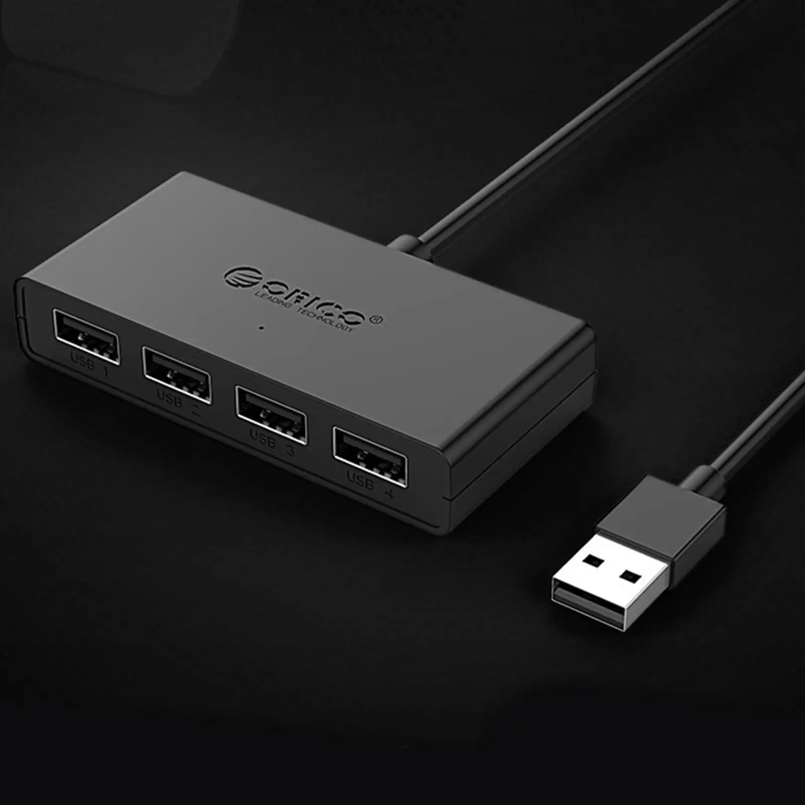 Black Slim 4-Port USB 3.0 Hub Splitter w/Power Supply Port High Speed Adapter for PC/Laptop