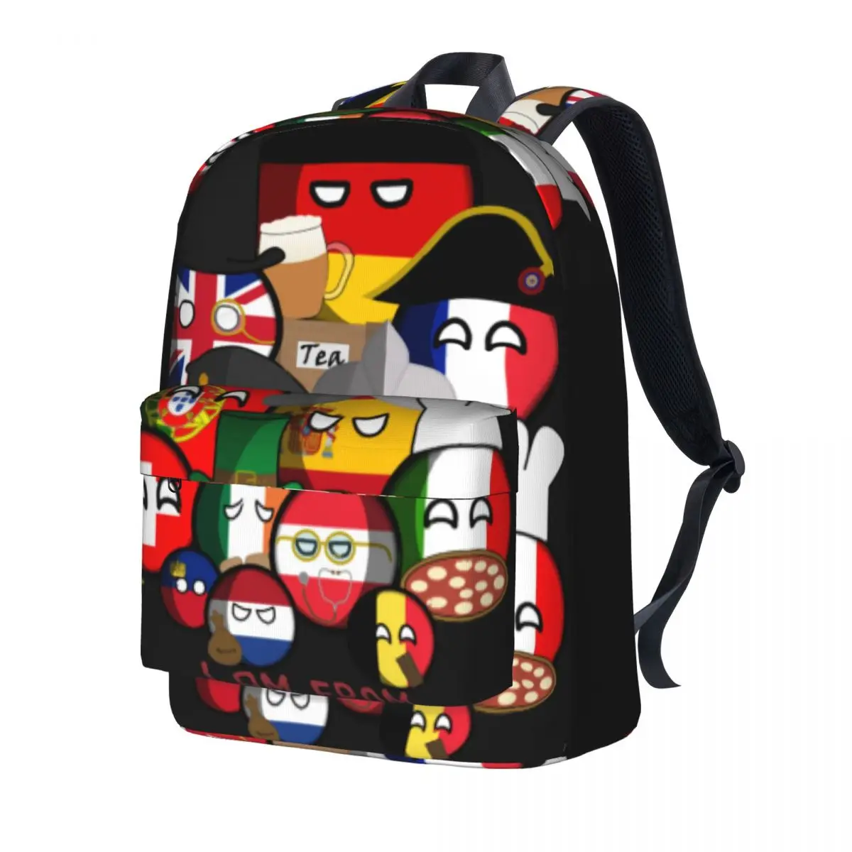 Countryball Manga Backpack Funny Cartoon Daily Backpacks Men Elegant School Bags Designer Lightweight Rucksack