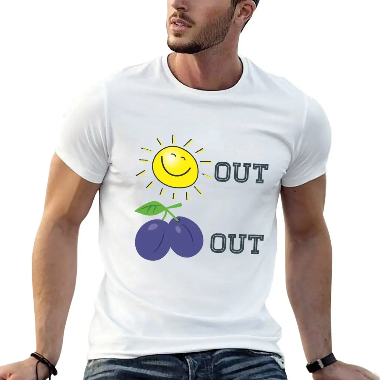 Summer Sun's Out Plums Out T-Shirt cotton graphic tees vintage graphic tee outfits for men