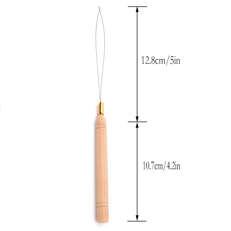 5-20 piezas Micro anillos herramienta de bucle enhebrador de bucle aguja de tracción utilizada con alicates para el cabello y cuentas para herramientas de extensión de plumas de cabello humano