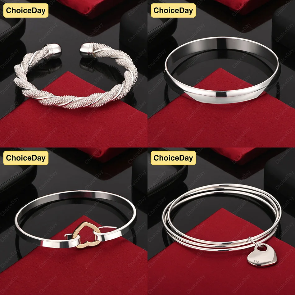 

ChoiceDay 925 Sterling Silver Delicate Heart Shaped Braided Bracelet Women's Engagement Accessories Jewelry Gift