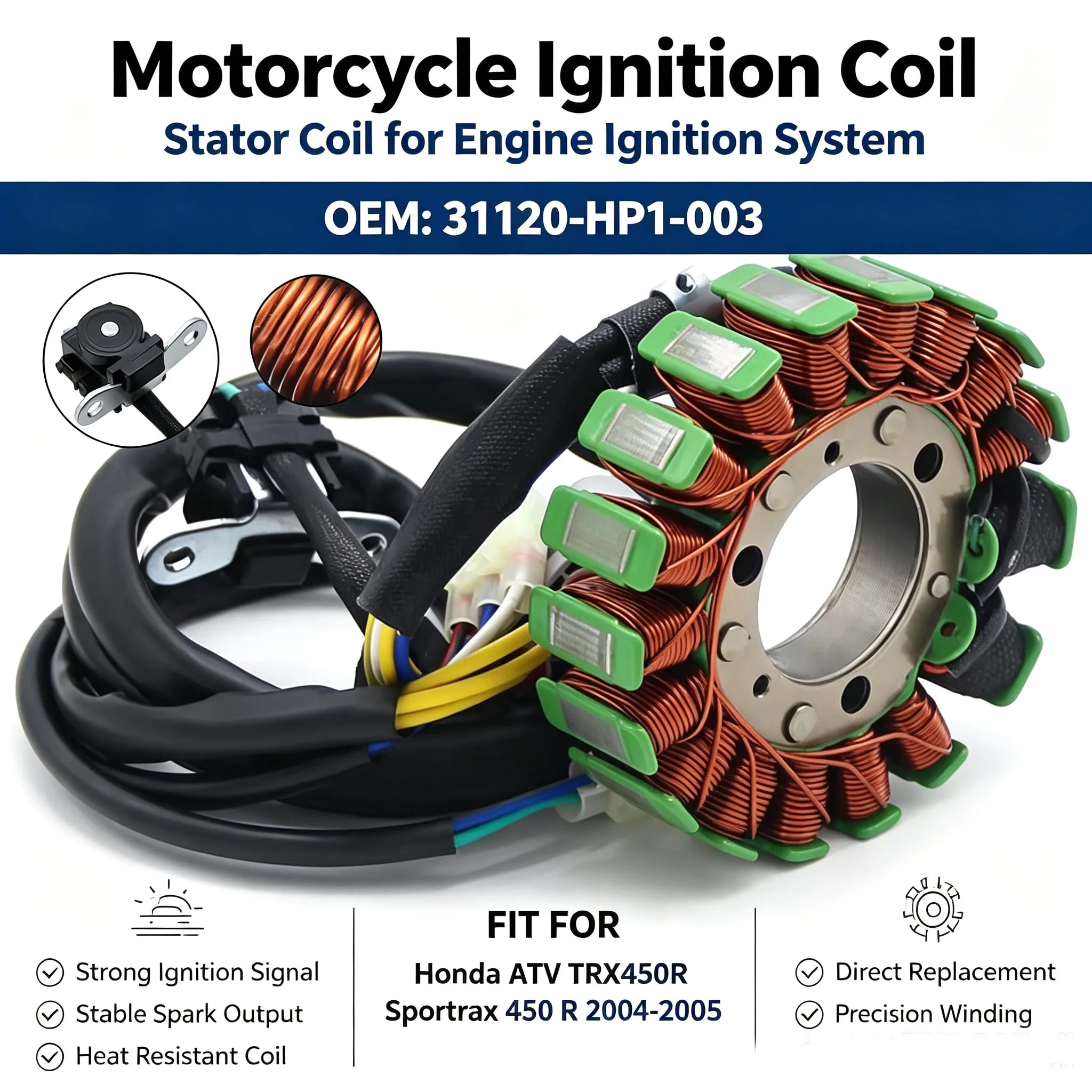Motorcycle Stator Coil For Honda ATV TRX450R Sportrax 450 R 2004-2005 31120-HP1-003 Stator Coil