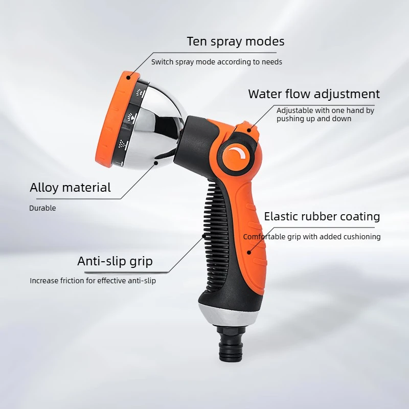 Alloy Garden Water Gun Multifunctional Sprinkler Nozzle for Home Gardening Watering Car Washing Vegetable Plot Irrigation