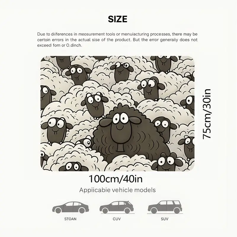 VIKAMA Cartoon Sheep Car Trunk Mat Non Slip Waterproof SUV Rear Cargo Liner Cute Farm Animal Indoor Auto Decor Protector Mat