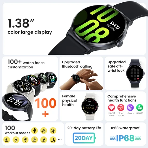 Imagen 2 del producto Reloj inteligente HAYLOU Solar Lite con llamadas Bluetooth, reloj inteligente con control del ritmo cardíaco y del oxígeno en sangre, prueba de estrés durante el sueño, reloj deportivo