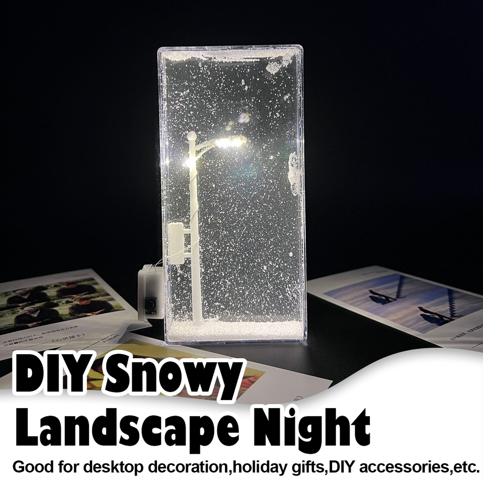  Snow Scene Night Light Snowy lamp handmade diy led small street convenient-lamp Girl's-Gift Holiday for-gift bedroom-girl-light 