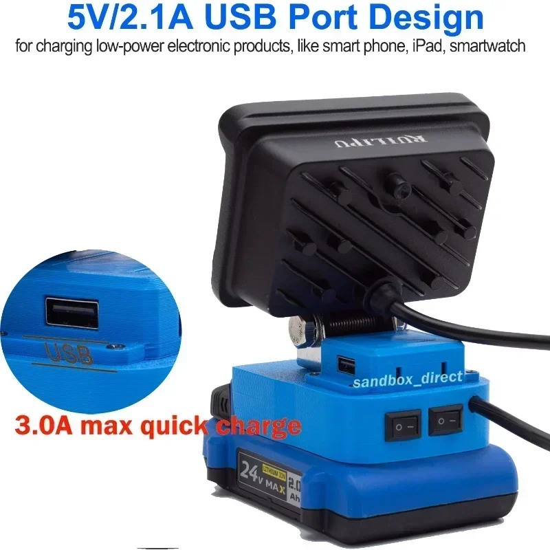 LED Work Light Works For Kobalt 24V Lithium Battery (2800LM)-With USB Port Power And Fast Charging Cordless Tool