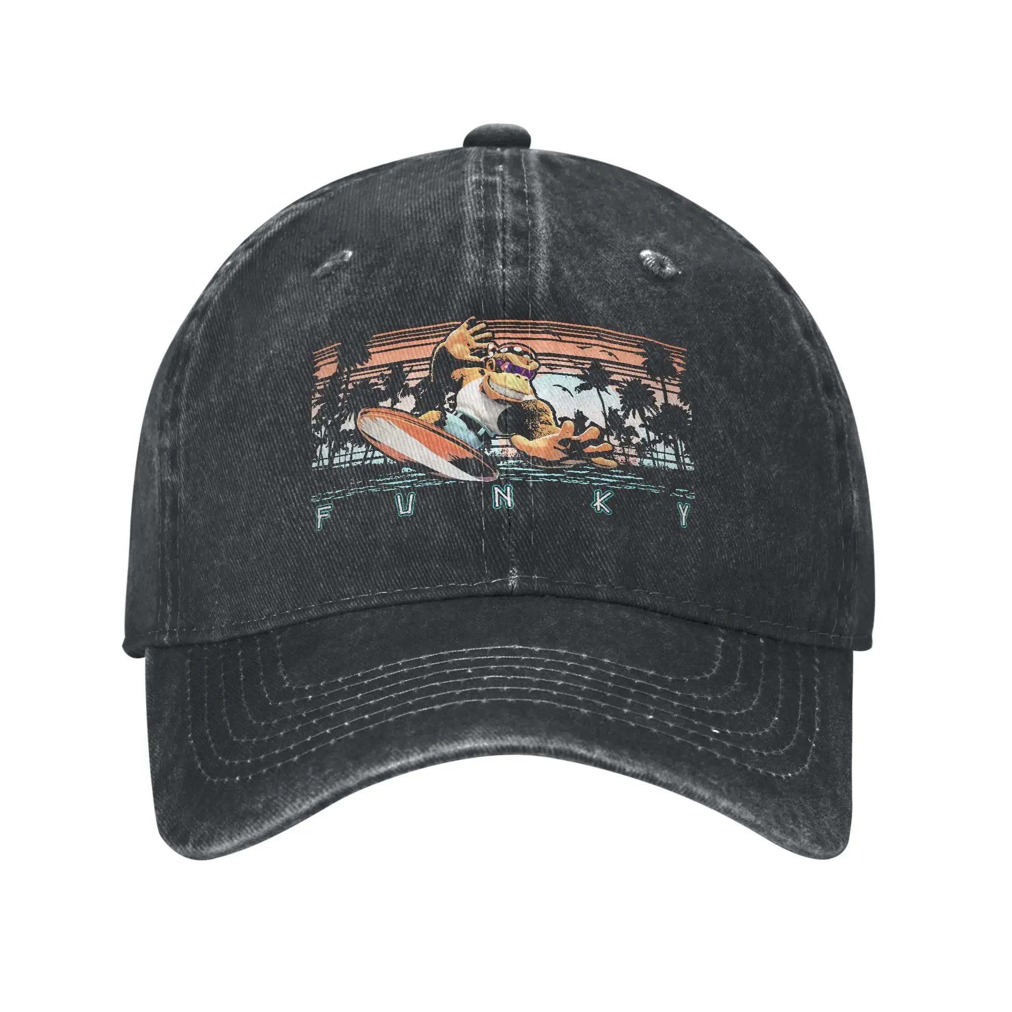 Gorra de béisbol Donkey Kong Country Funky Kong Surf, gorra vintage de algodón desgastado con cierre a presión, gorra para todas las estaciones, regalo de viaje