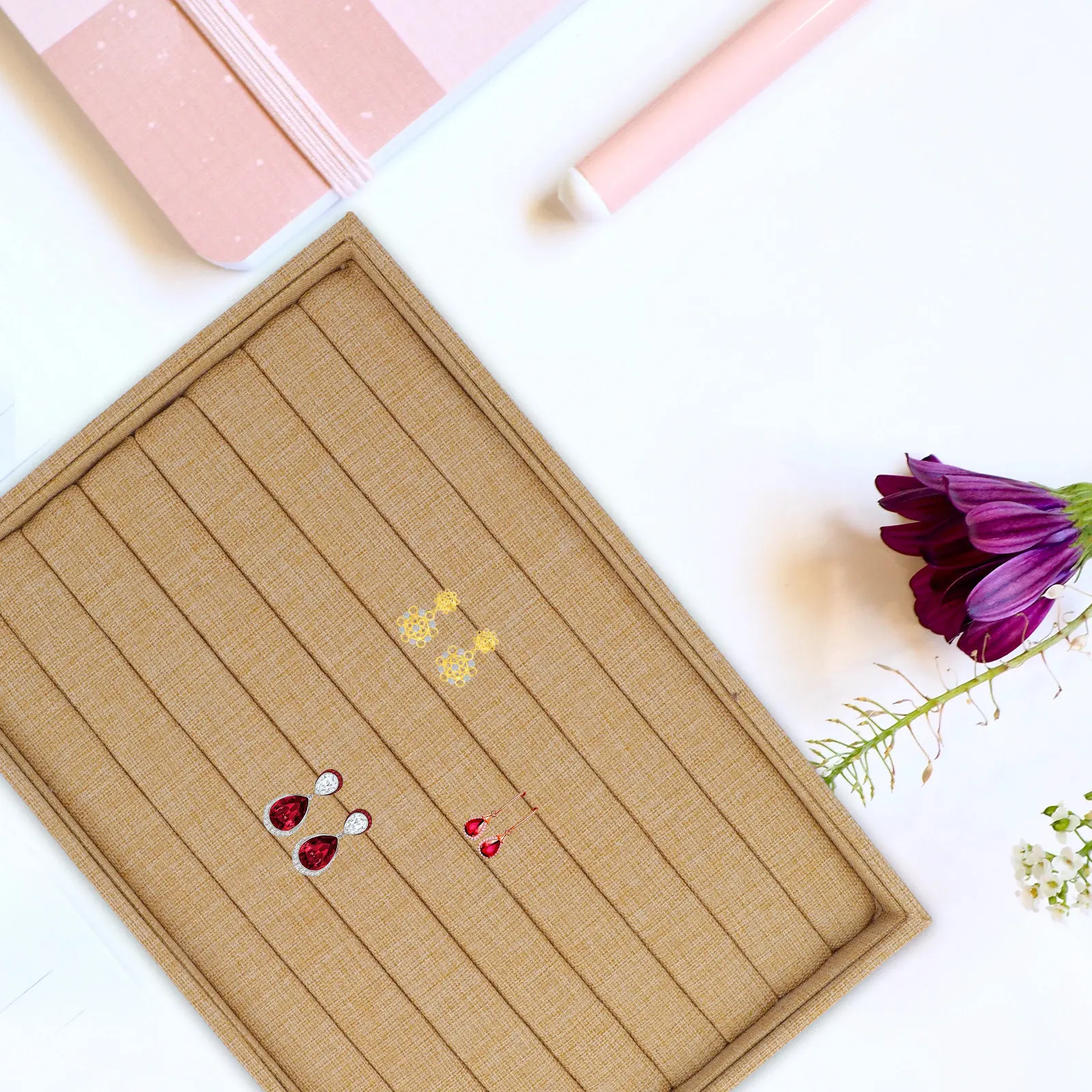 

Large Jewelry Storage Box Desktop Organizer Tray for Necklaces Rings Earrings Bracelets Portable Wear-Resistant Display Case