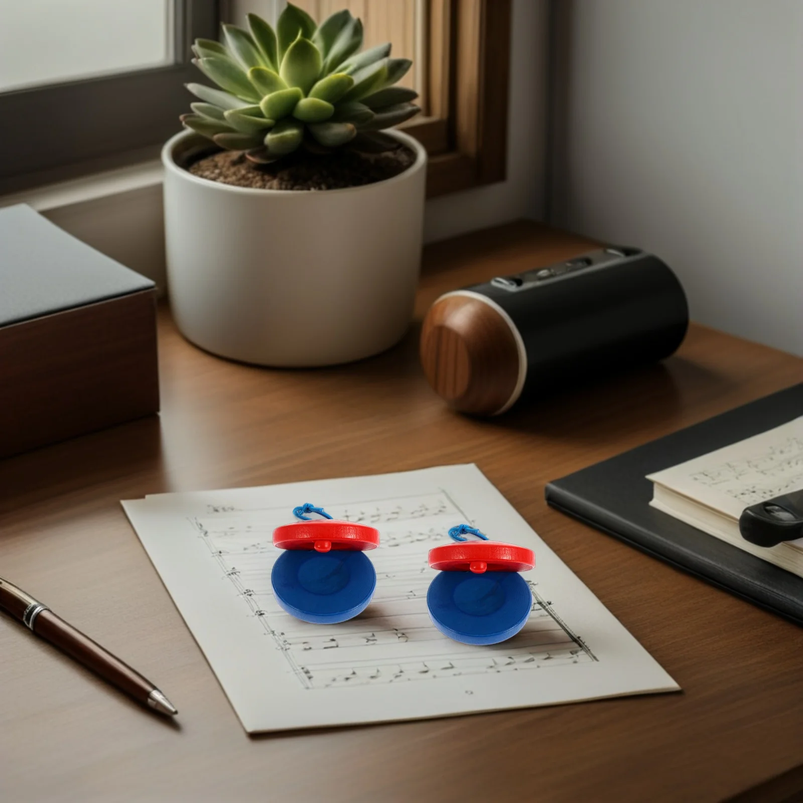 

12Pcs Wood 's Castanets Finger Percussion Instruments Dual Color Musical Instruments for Rhythm Development