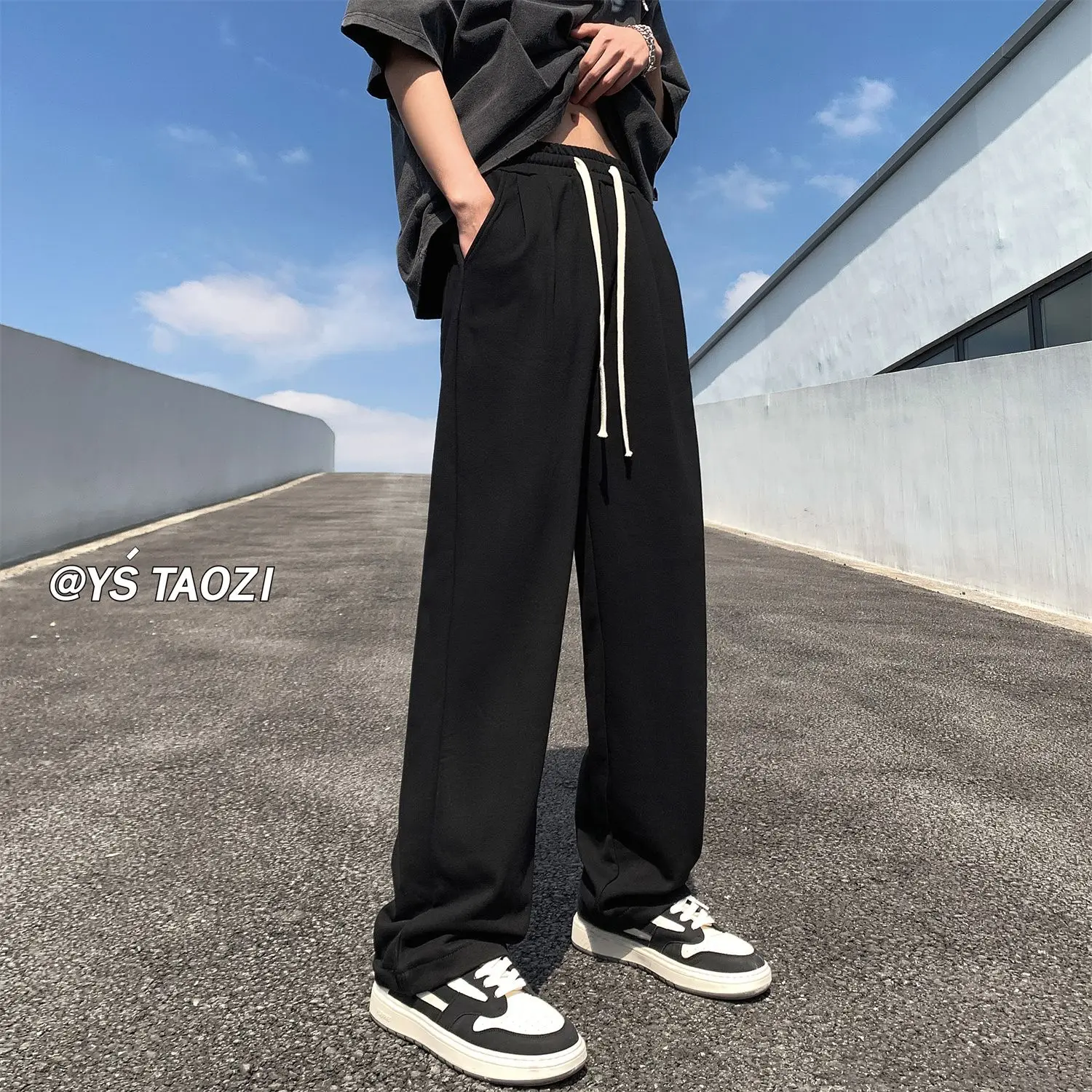 Pantalones informales americanos Retro High Street para hombre, pantalones ajustados versátiles de pierna ancha, rectos y sueltos