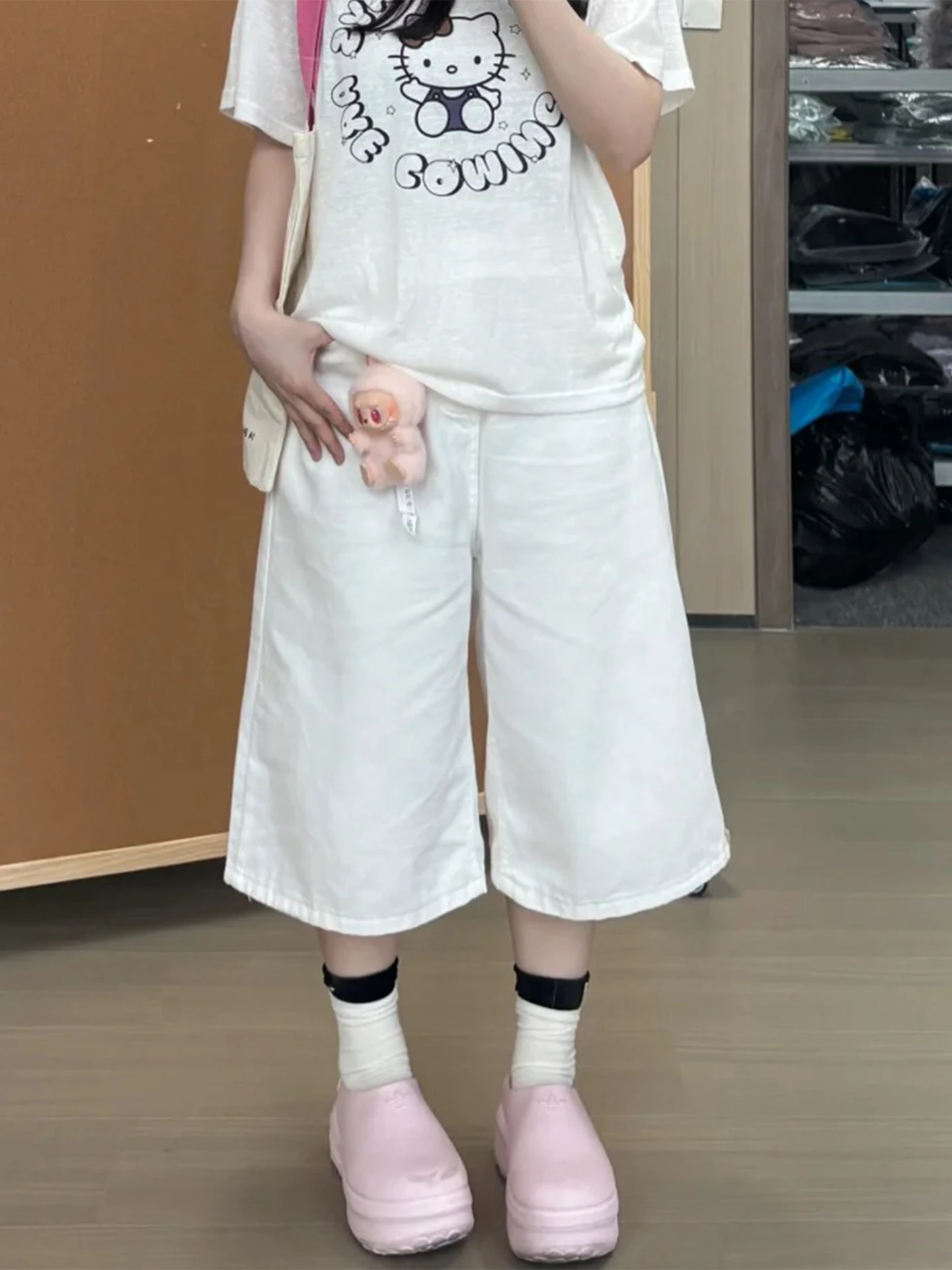 

Большие размеры, джинсовые брюки на семь футов, женские летние тонкие широкие бедра, свободные джинсы, широкие брюки с высокой талией, повседневные брюки